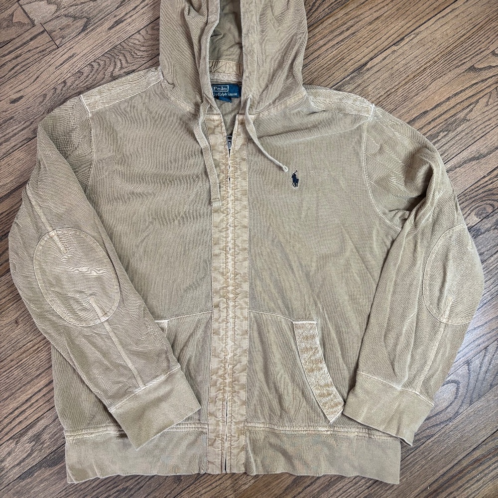 Vintage Polo Ralph Lauren Heavy Piqué Knit Hoodie - Khaki - XL